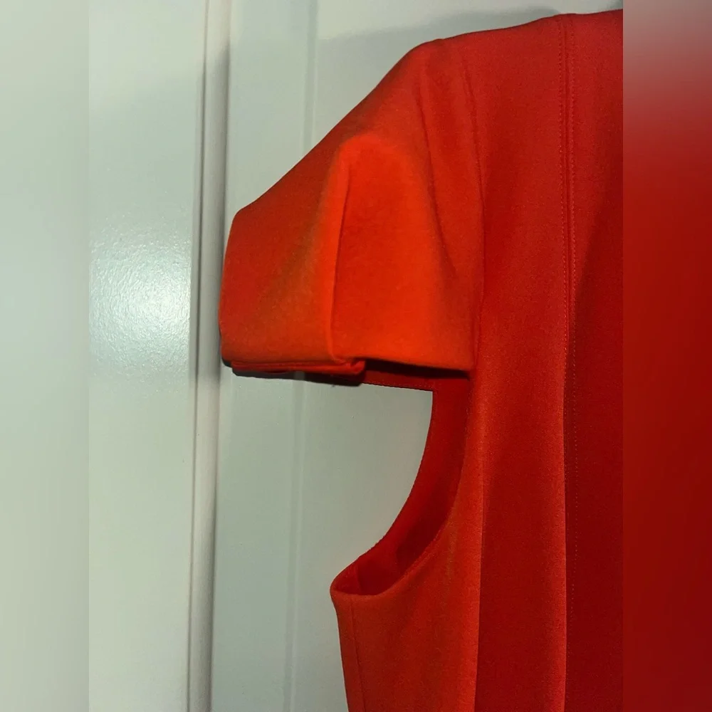 ANTONIO MELANI Red Cap-Sleeve Midi Sheath Dress - Picture 5 of 6